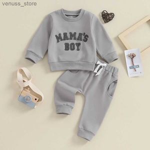 Kläderuppsättningar 2023-09-20 LioRaitiin 0-3y nyfödda småbarn Baby Boy Fall Winter Outfits Letter Crewneck Sweatshirt Casual Pants Set 2st kläder