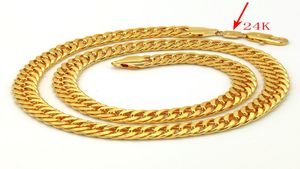 Thai Baht Solid Gold GF Necklace Heavy 88 gram smycken 4mm Tjock Tall XP Cuban Curb Chain 24 K Stamp Link4972348