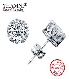 Yhamni 100 Solid 925 Silver Earrings Natural Crystal Whole Fashion Small Sterling Silver Jewelry for Women Stud Men or Women 3937939