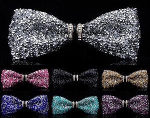 Neck Ties Fashion Tuxedo Bow Tie Men Red And Black Crystal Glass Groom Marry Wedding Party Colorful Striped Butterfly Cravats Mens7237394