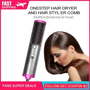 Dryers Hair Dryer Brush Volumizer Hot Air Brush Negative Ion Hair Straightener Brush 3 in 1 One Step Professional Dryer Style Brush