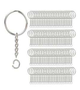 200st Split Key Chain Rings med kedjesilvernyckelring och öppna hoppringar Bulk för hantverk DIY 1 tum25mm5621300