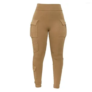 Pantaloni da donna pantaloni ad alta elastica sport in vita con pocket multipli in tessuto morbido elastico