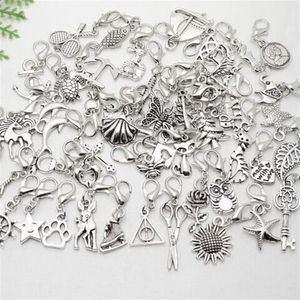 Hela - MIC i lager 100 PCS Lot Mixed Charms Pendant Hummer Clasp Dangle för armbandsmycken som gör fynd236y