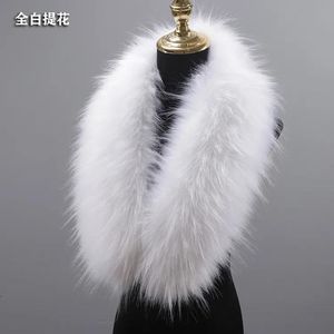 Shawls Shawls High Quality Fake Fur Collar Women Winter Warm Accessories 90*20cm Luxury Men Down Jackets Hood Fur Decor Scarves Shawl 231