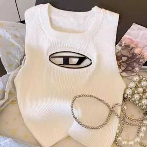 Women's T-Shirt Designer Deisel Women Spicy Girl Metal Hollow Knitted Sleeveless Tank Top 2023 Spring New Sexy Short Small Female Disel i7