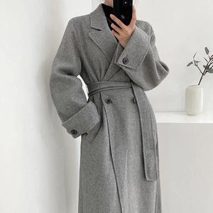 レディースジャケット韓国冬のファッション気質長いピーコートコートエレガントシックな性格スーツカラーシンプルなレトロな肥厚