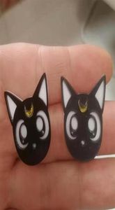Modeschmuck schwarz -weiß süßer Kätzchenkopf für Mädchen Ohrring Acrylaccessoires213N5089746
