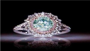 Novo cristal rosa cz feminino anéis de alta qualidade clássico senhoras noivado anéis de casamento feminino incrustado topázio verde anéis inteiros jew8675792