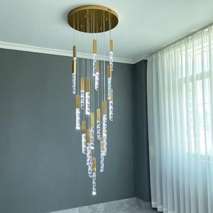 Lampadari a LED moderni Luci in cristallo delle scale di cristallo Lighting interno in oro oro lungo lampada a spirale soggiorno decorazioni per la casa