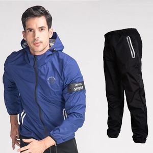 Giacche Nuovo Sabito Sauna per uomini Somatizzanti Allenamenti Sport Sport con cappuccio+Pantaloni imposta il sudore per perdere peso per la corsa di corsa da corsa