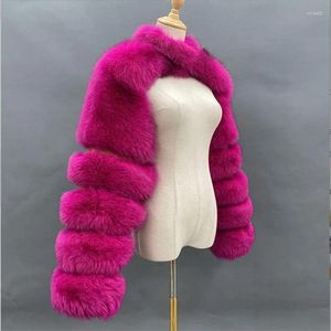 여자 모피 패션 겨울 짧은 가짜 여우 코트 여성 빈티지 긴 슬리브 따뜻한 슬림 재킷 모피 펨 메모 탑