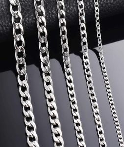 1 Stück Breite 3 mm 4 5 mm 5 mm 6 mm 7 mm 7 5 mm Curb Cuban Link Chain Halskette für Männer Frauen Basic Punk Edelstahl Kettenhalsreifen Q06237905