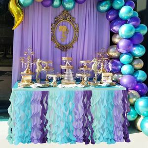 77x183cm tyllbord kjol lockigt pil omslag bröllopsfest dekorationer 1: a födelsedag baby shower dekor diy sjöjungfrun färg 231225