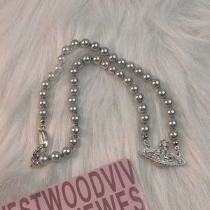 Projektant Viviene Westwood Nowy Vivienwarwowood Cesarzowa Dowager Xfashion Network Red Planet Pearl Collar Chain156