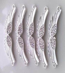 2013 Yeni Gümüş Kaplama Metal Alaşım Kristal Rhinestone Angel Wings Bilezik Konektörleri Bilezik Mücevherleri Bulunan Amp Compon4340421