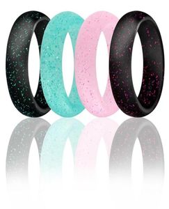 Fedi nuziali 4 colori Gruppo tendenza gioielli Anello in silicone Glitter Women039s Casual sportivo rotondo unisex 57 mm di larghezza 4 pezzi Lotto8287830