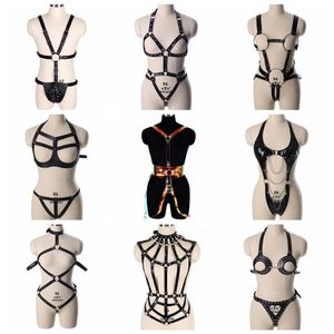 Belts Bdsm Adjustable Handmade PU Bandage Sexy Body Chest Harness Women Leather Strap Gothic Garter Belt Erotic Lingerie203Z