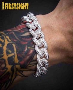 Iced Out Bling 18mm CZ Tunga Chunky Cuban Link Chain Armband Gold Silver Color 5A Zircon Hip Hop Fashion Women Män smycken197R9571355