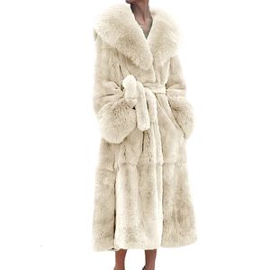 5xl Slim Overcoat Mink Coat Faux päls Lång vinter tjock kappa kvinnliga jackor damer parkor överdimensionerad 231225