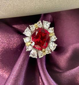 Luksusowy 1011 mm Big Ruby Emerald Wedding Pierścienie dla kobiet 925 STRIBLING SREBRNY INFORKING Pełny cyrkon impreza Prezent 1091125