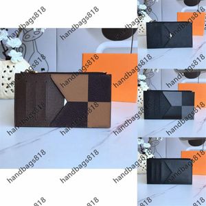 Card Holder Mens Cards Credit Passport holders whole men women fashion original black leather cardholders Classic pattern soli2947