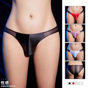 Slievi mutande per uomini sexy e ultra sottili pantaloni triangolari triangolari a bassa vita trasparente slitta gay stretta lingerie