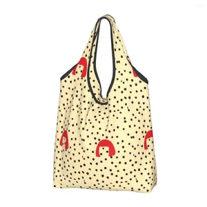 Shoppingväskor yayoi kusama stor återanvändbar maskin tvättbar hopfällbar unik konstnär livsmedelsbutik 50 kg tung tote