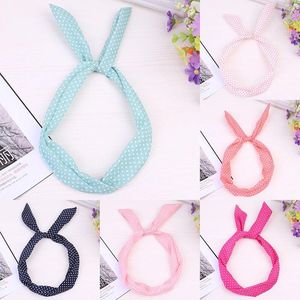 Hair Accessories Fashion Sweet Polka Dot Bow Ear Headbands Womens Band With Metal Wire Turban Scarf Cross