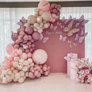 Macaron Butterfly Balloon Garland Arch Kit Birthday Party Decor Kids Baby Shower Girl Latex Ballon Chain Wedding Supplies 231225