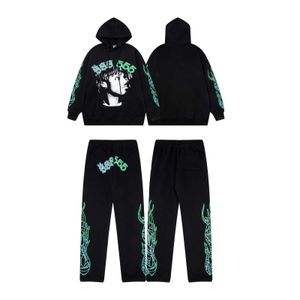 Tracksuit Men 555 hoodie spindelhoodies sp5der hoodie designer hoodies kvinnor höst/vinter amerikansk sp5der 555555 tryckt hip hop mäns och kvinnors sammet hoodie set