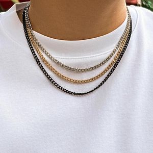 Chains KunJoe Punk Metal Cuban Link Chain Choker Necklace For Women Men Minimalist Multicolor Short Party Gift