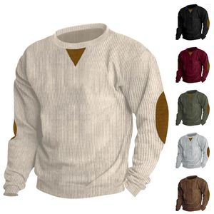 Męskie koszule T moda Spring i jesień klasyczny sztrukoi na okrągły rękaw okrągły szyja solidne kolory skarpetki bez koszuli