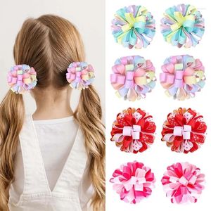 Accessori per capelli Oaoleer 2pcs Rainbow Ribbon Flower Hairpins for Women Girls Double Color Clips Barrettes Princess Testwear