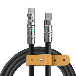 180 ° Obrotowy kabel Super Szybki ładunek podwójny USB C do Ładowarki typu-C ciekłego kabla silikonowego dla iPhone'a 12 14 Pro Max Xiaomi Samsung Factory 1000pcs
