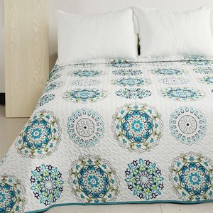 ベッドの上に花柄のキルティングベッドカルチャー寮の寮の毛布カバーレット格子縞のリネンcubrecamカバーコルチャ231225