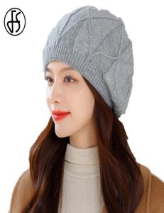 BeanieSkull Caps FS Women Berets Knitted Wool Hats Winter Warm Ins Female Cap Girls Beanies Fur Hat Gorros Bonnet Femme Hiver Thi7690021