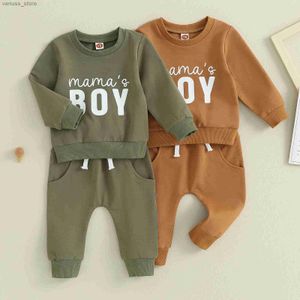 Clothing Sets Fall Casual Baby Boys Outfits Newborn Clothes Letter Print Long Sleeve Sweatshirt Tops Drstring Pants Set Infant Soft Suits