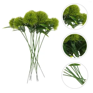 Flores decorativas 10 PCs Artificial Dandelion Flower Bouquet Layout de casamento Decoração O Faux Fake Plastic