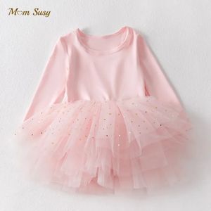 Bebek kız prenses payetler bale tutu elbise uzun kollu bebek yürümeye başlayan çocuk tül vestido parti dans kıyafetleri 1 5y 231225