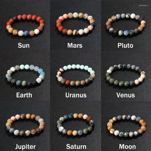 Strand Universe Galaxy Sekiz Gezegenler Bilezik Erkekler Doğal Taş Güneş Sistemi Kadın Mücevher Yoga Lover Mavi Bilezikler