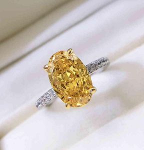 Solid 925 Sterling Silver 812MM Ice Broken Oval Created Moissanite Diamond Citrine Ring For Women Engagement Fine Jewelry 20211099159