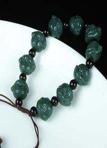Fios frisados naturais xinjiang hetian yu chinês zodíaco macaco cabeça mão pedra sorte estiramento elástico pulseira moda jóias6814052