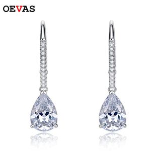 Nó oevas 100% 925 prata esterlina brilhante 7*10mm waterdrop alto carbono diamante brincos para mulheres festa jóias finas presentes