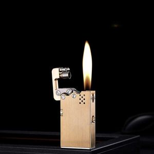 Exquisite Engraving Titanium Alloy Brass Mechanical Auto Ignition Kerosene Dragon Tongue Lighter Men's Gift Collection Gadget