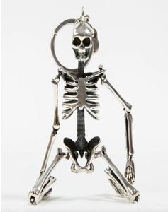 Faltbare Skelett -Anhänger -Schlüsselkette für Männer Frauen Antiquitäten Silber Farbe Metalllegierung Schädel Schädel Beutel Charme Key Ring Car Schlüsselring 4380604