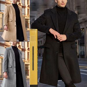 2023 فصل الشتاء الشتاء معطف الصوف الصلب الصلبة الأكمام الطويلة من الصوف جاكيتات الصوف الرجال overcoat streetwear