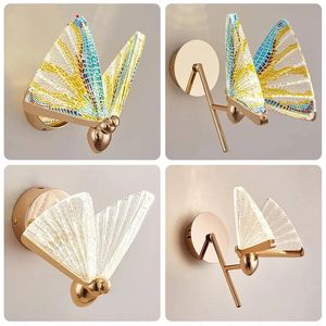 LED Wall Lamp Modern Creative Nordic Butterfly Light Bedroom Living Room Bedside Staircase Corridor Aisle Lighting 231225