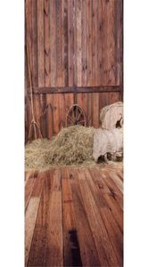 Vintage Brown trägolvvägg Rustik Bakgrund Straw Barn Digitala bakgrunder för PO Child Kids Pography Backdrops1675438