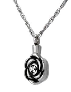 Cremation Jewelry Rose Urn Necklace For Ashes Keepsake Memorial Pendant Locket Rostfritt stål Vattentät Remembrance Halsband24784705037